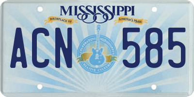 MS license plate ACN585