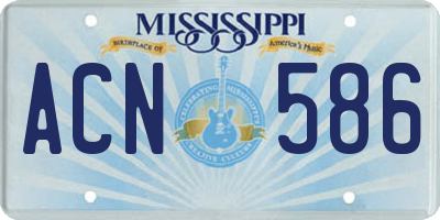 MS license plate ACN586