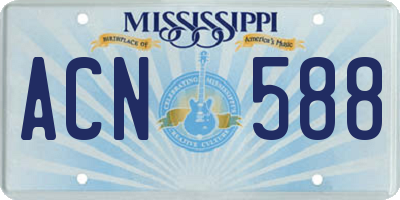 MS license plate ACN588