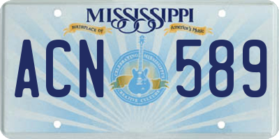 MS license plate ACN589