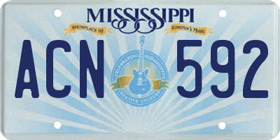 MS license plate ACN592