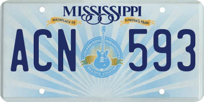 MS license plate ACN593