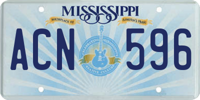 MS license plate ACN596