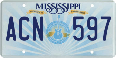 MS license plate ACN597