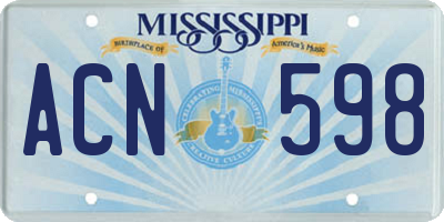 MS license plate ACN598