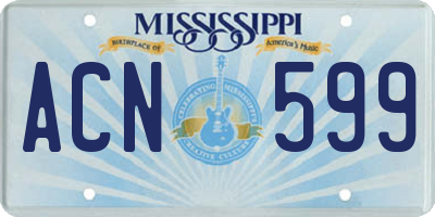 MS license plate ACN599