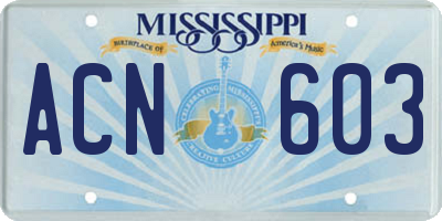 MS license plate ACN603