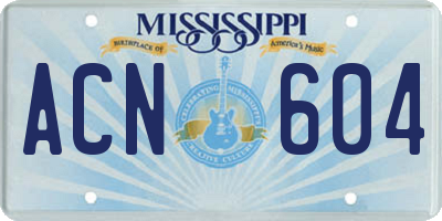 MS license plate ACN604