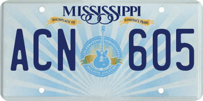 MS license plate ACN605