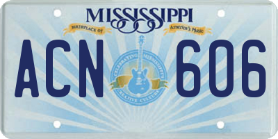 MS license plate ACN606