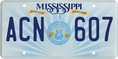 MS license plate ACN607