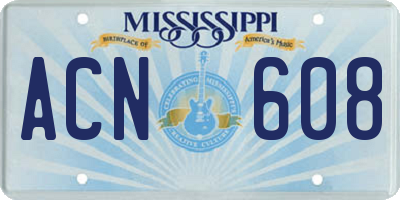 MS license plate ACN608