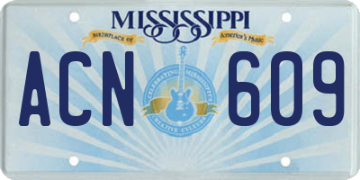 MS license plate ACN609