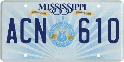 MS license plate ACN610