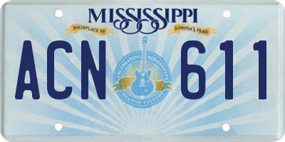 MS license plate ACN611