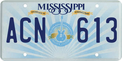MS license plate ACN613