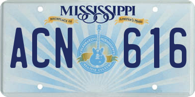MS license plate ACN616