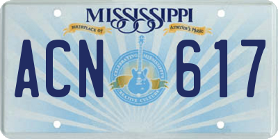 MS license plate ACN617