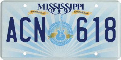 MS license plate ACN618