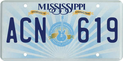 MS license plate ACN619