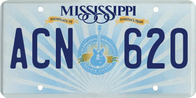 MS license plate ACN620