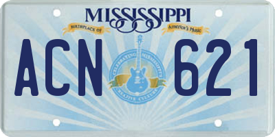 MS license plate ACN621