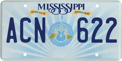MS license plate ACN622