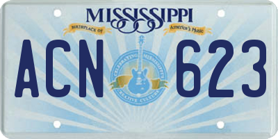 MS license plate ACN623