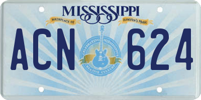 MS license plate ACN624