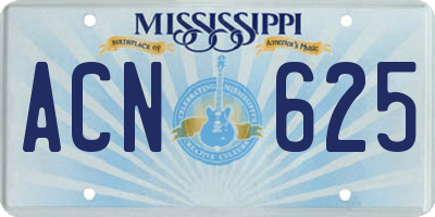 MS license plate ACN625