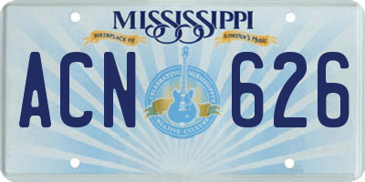 MS license plate ACN626