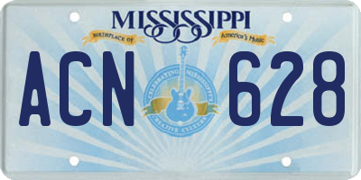 MS license plate ACN628