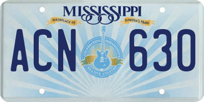 MS license plate ACN630