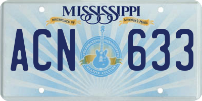 MS license plate ACN633
