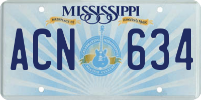 MS license plate ACN634