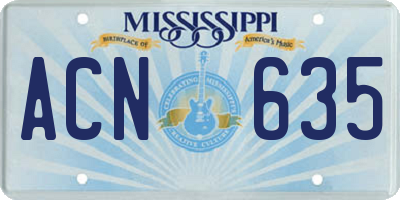 MS license plate ACN635