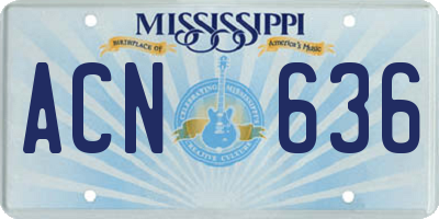 MS license plate ACN636