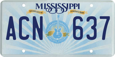 MS license plate ACN637