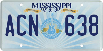 MS license plate ACN638