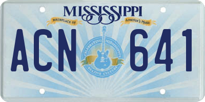 MS license plate ACN641