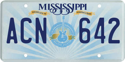 MS license plate ACN642