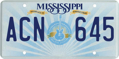 MS license plate ACN645