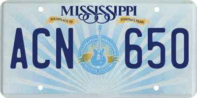 MS license plate ACN650