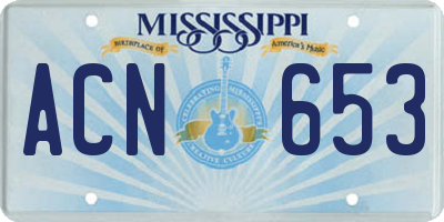 MS license plate ACN653