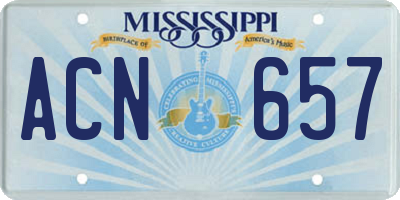 MS license plate ACN657