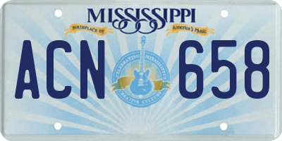 MS license plate ACN658
