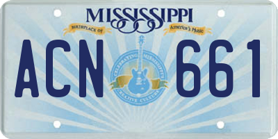 MS license plate ACN661