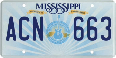 MS license plate ACN663