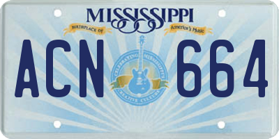 MS license plate ACN664