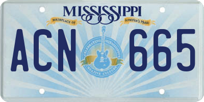 MS license plate ACN665